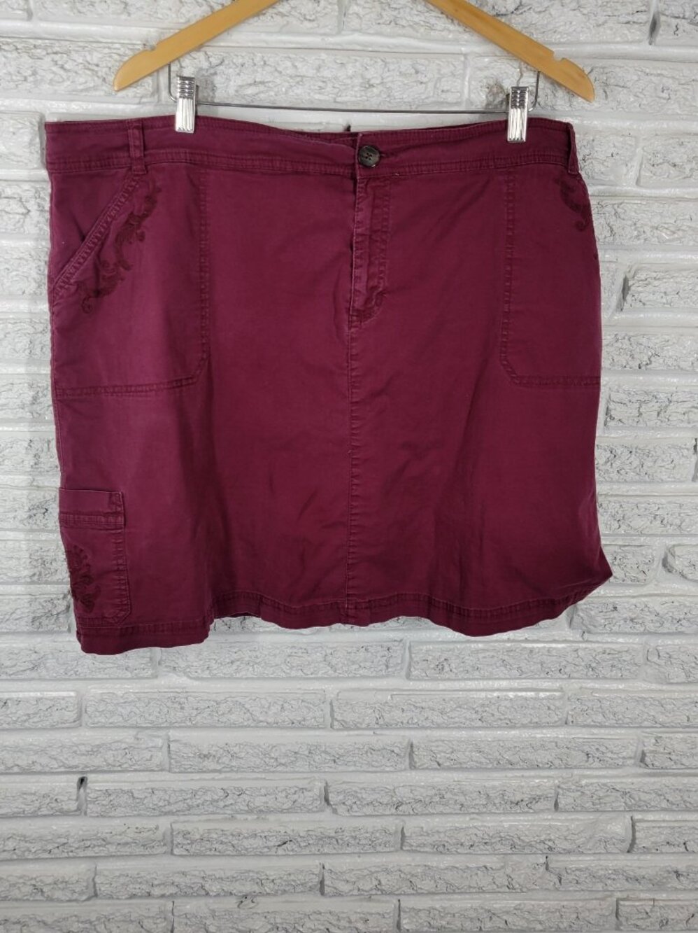 Croft & Barrow Skort 24W Plus Purple Geometric Zip Embroidered Stretch PUR19E